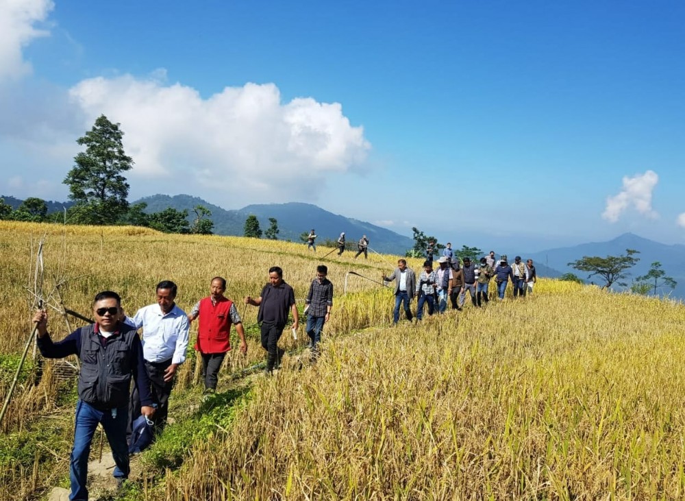 APC Y Kikheto Sema, IAS and officials during their visit to Boke Botsa for spot verification of Naga Model Integrated Settled Farming (N-ISF) on November 7.