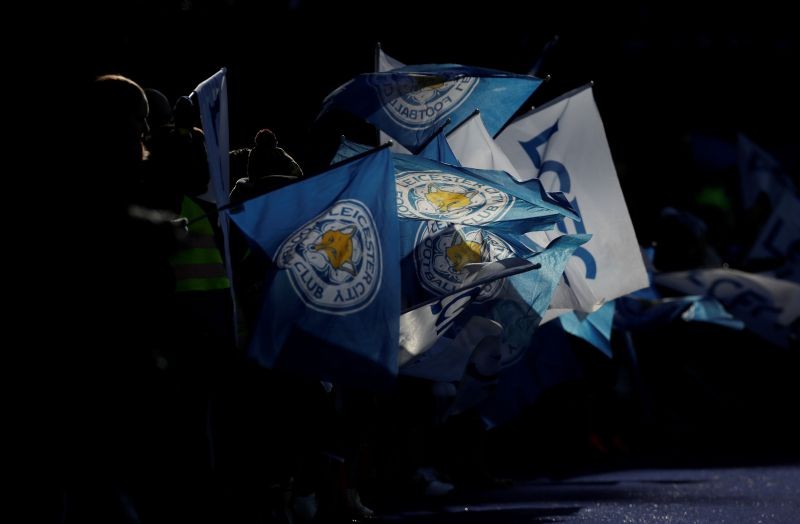 Leicester City fans wave flags before the match Action Images via Reuters/Andrew Boyers/Files