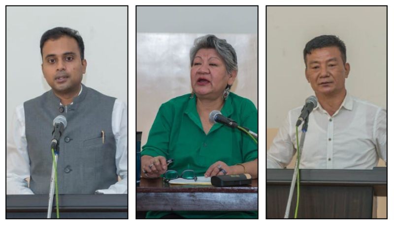 (L-R) Rajesh Soundararajan, Monalisa Changkija and K Temjen Jamir speaking during the National Press Day programme on November 16. (Morung Photo)