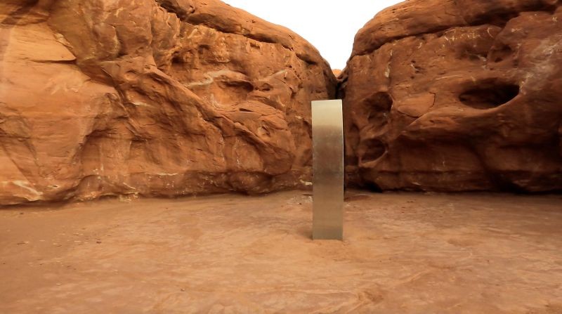A metal monolith is seen in Red Rock Desert, Utah, U.S., November 25, 2020, in this still image obtained from a social media video.  (REUTERS File Photo)
