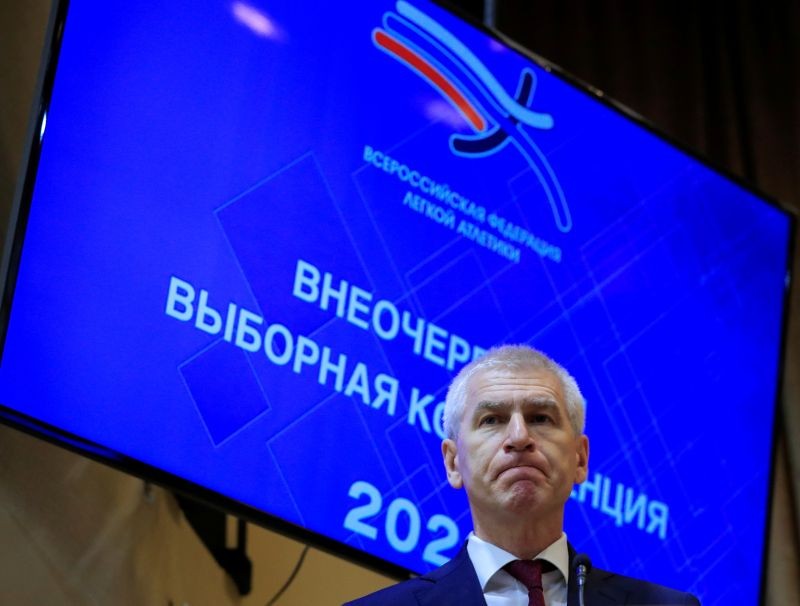 FILE PHOTO: Russian Sports Minister Oleg Matytsin attends a conference to elect a new president of Russia's athletics federation at the Russia's Olympic Committee building in Moscow, Russia February 28, 2020. REUTERS/Tatyana Makeyeva/File Photo