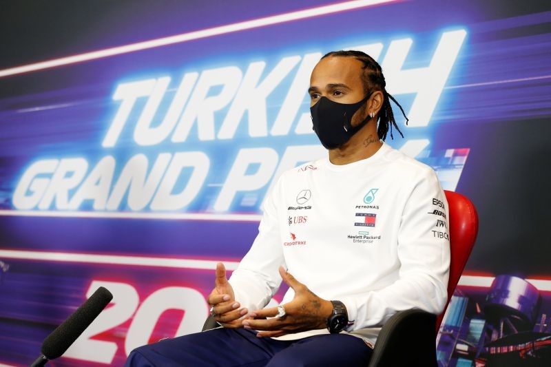 Mercedes' Lewis Hamilton during a press conference ahead of the Turkish Grand Prix FIA/Handout via REUTERS