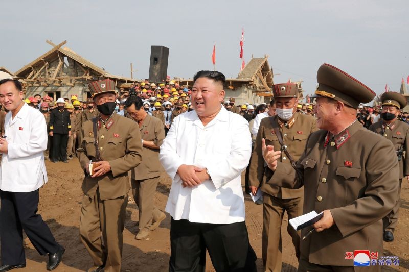 FILE PHOTO: North Korea's leader Kim Jong Un inspects a flood-hit site in Taechong-ri, Unpha County, North Hwanghae Province, North Korea in this image released September 11, 2020 by North Korea's Korean Central News Agency. KCNA via REUTERS