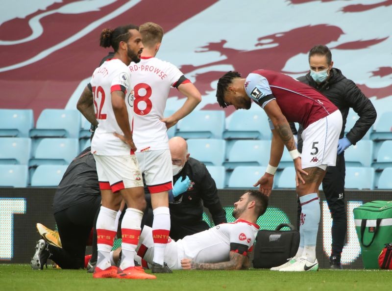 Southampton's Danny Ings receives medical attention after sustaining an injury Pool via REUTERS/Nick Potts