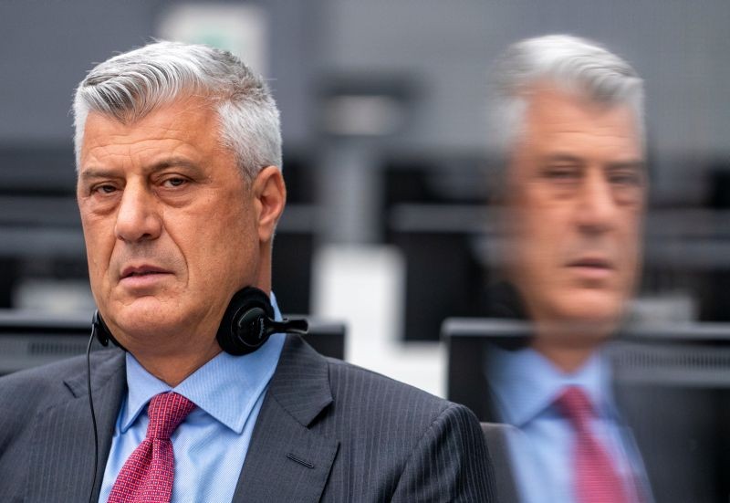 Former Kosovo President Hashim Thaci, who resigned and was taken into custody of a war crimes tribunal, appears for the first time before the Kosovo Specialist Chambers in The Hague, Netherlands November 9, 2020. (REUTERS Photo)