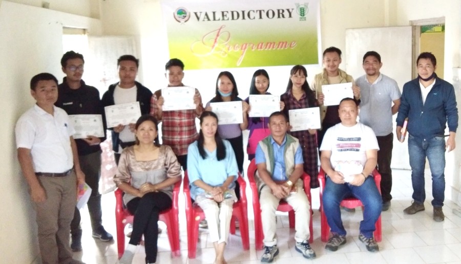 Trainees from SHUATS), Allahabad during the valedictory session of the 15 days Internship Training Programme held at Krishi Vigyan Kendra, Tesophenyu (Kohima) on November 5.