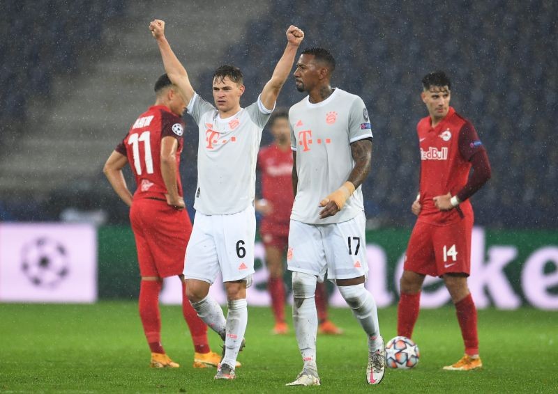 Bayern Munich's Joshua Kimmich celebrates after the match REUTERS/Andreas Gebert