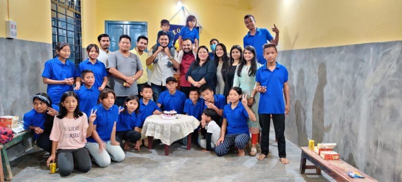 Members of the Leo Club of Dimapur with the kids at Ebenezer Orphanage to celebrate Childrens’ Day.