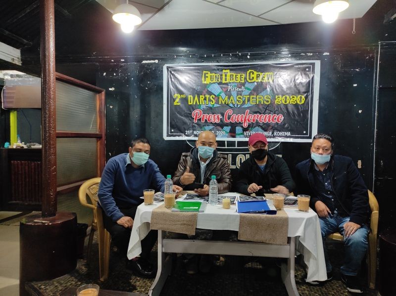 Fun Tree Crew (FTC) Team members Kezhaleto Tase (FTC President), Thejakhrietuo Kire (Event Director) Oto Angami, (Event Secretary) and Kevichüzo Zumvu, (Event Technical) addressing media persons during a press conference held at Vivid Lounge, Kohima. (Morung Photo)