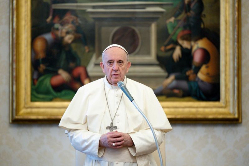 Pope Francis delivers his weekly general audience virtually in the pope's official private library in the Apostolic Palace without public participation due to the spread of the coronavirus disease (COVID-19), at the Vatican, November 4, 2020.(REUTERS File Photo)