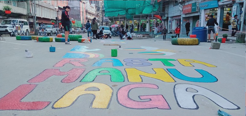 Kohima smart city volunteers and officials prepare for Open Streets Campaign in Kohima on November 6. (Morung Photo)