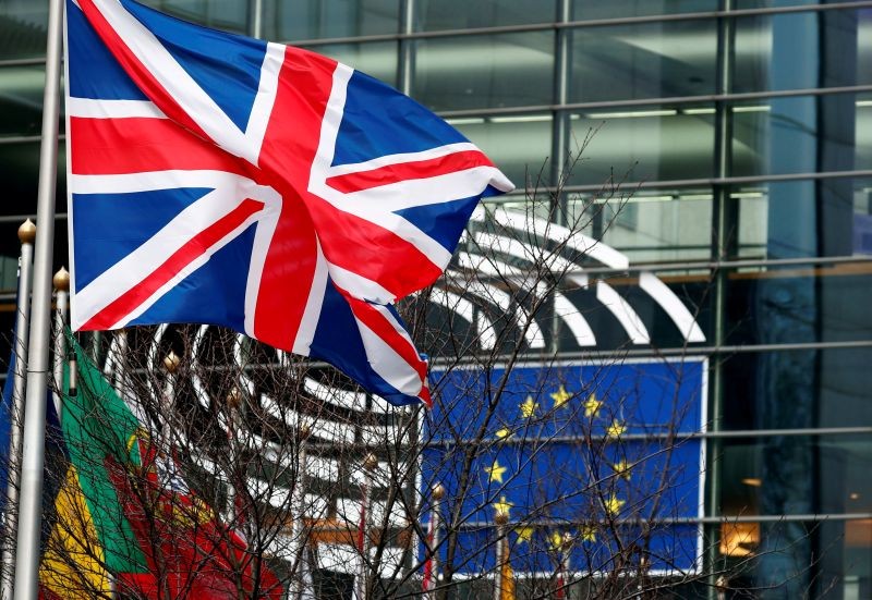 A British Union Jack flag flutters outside the European Parliament in Brussels, Belgium January 30, 2020. (REUTERS File Photo)