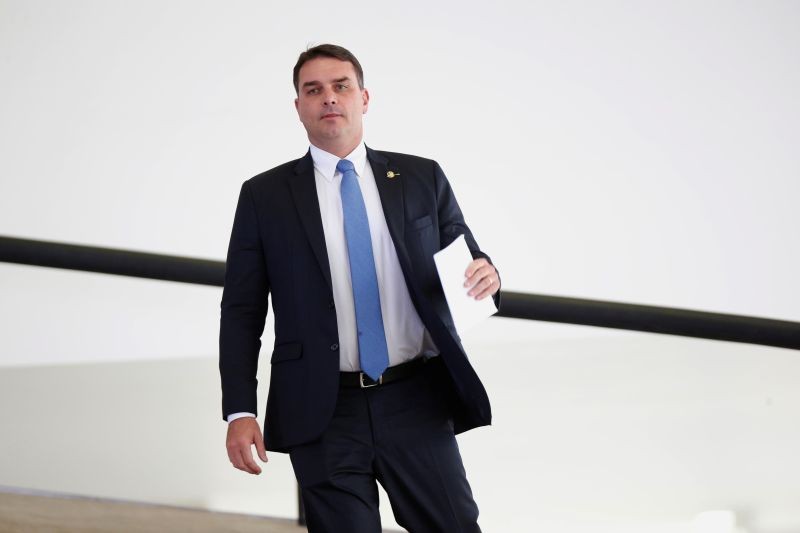 Brazil's Senator Flavio Bolsonaro arrives to a ceremony marking Brazil's President Jair Bolsonaro's 400 days in office at the Planalto Palace in Brasilia, Brazil February 5, 2020. (REUTERS File Photo)