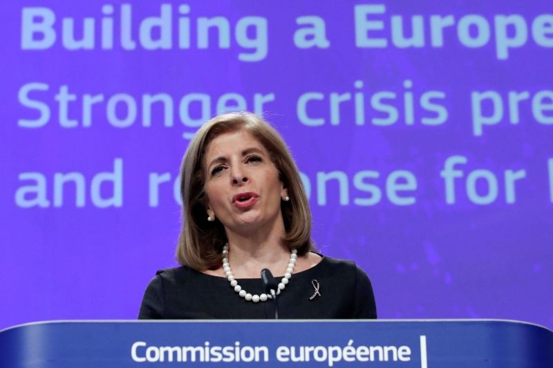 European Health Commissioner Stella Kyriakides speaks during a news conference at EU Commission headquarters in Brussels, Belgium November 11, 2020. (REUTERS Photo)