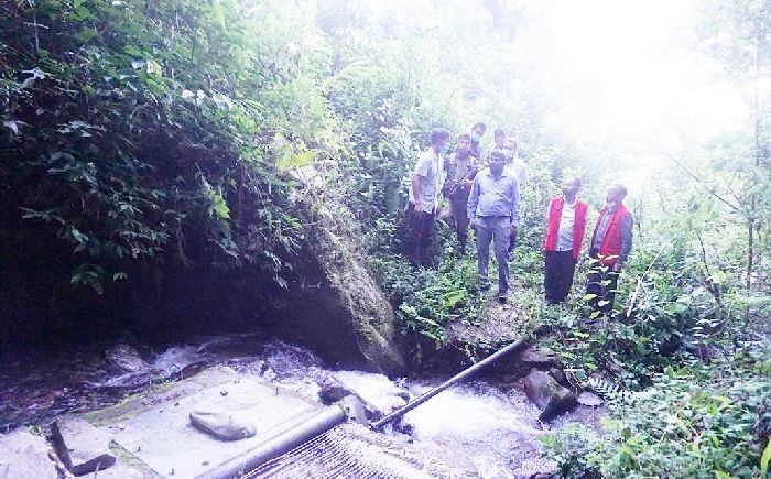 District and other officials are seen visiting PHED water supply sources of the newly created Noklak district headquarter on September 2. (Morung/DIPR File Photo)