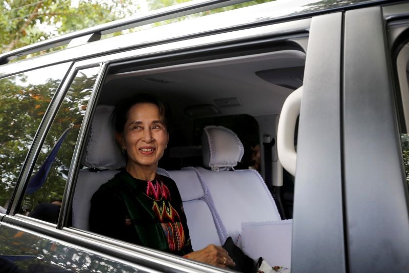 Myanmar's State Counsellor Aung San Suu Kyi arrives at a school in Kawhmu, Yangon, Myanmar, July 18, 2019. (REUTERS File Photo)