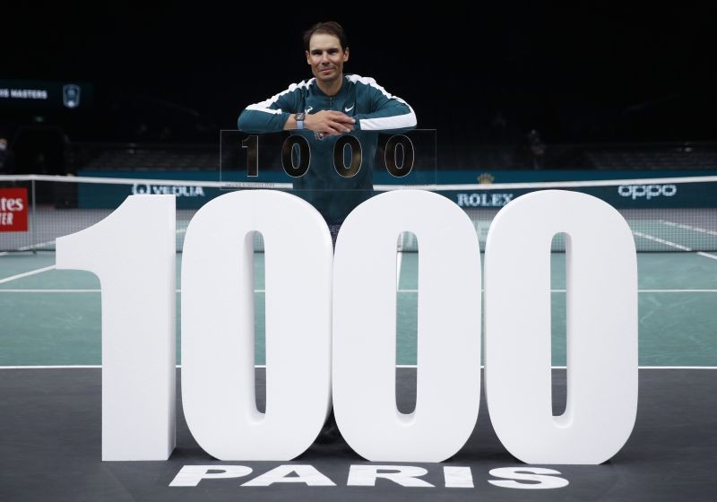 Spain’s Rafael Nadal celebrates after winning his second round match against Spain’s Feliciano Lopez and his 1000th professional match REUTERS/Gonzalo Fuentes