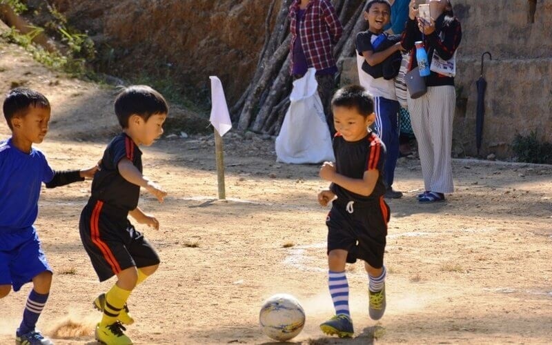 Young players of Golden Baby League in action. (IANS Photo)