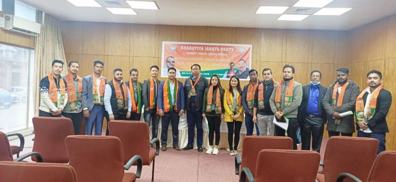 BJP officials with Raj Das during induction programme on November 28.