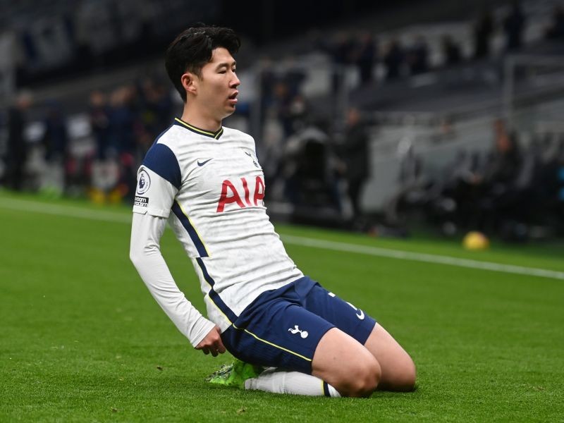 Tottenham Hotspur's Son Heung-min celebrates scoring their first goal Pool via REUTERS/Neil Hall