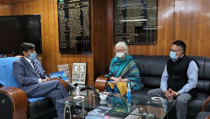 (From Right) APC Nagaland, Y Kikheto Sema, IAS and Rasha Omar, Country Director of IFAD and Chairman cum Managing Director, National Seeds Corporation Ltd, Vinod Kumar Gaur at Beej Bhawan, Pusa Complex, New Delhi on November 26.