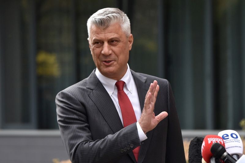 Kosovo's President Hashim Thaci is pictured during a news conference as he resigns to face war crimes charges at a special court based in the Hague, in Pristina, Kosovo, November 5, 2020. (REUTERS Photo)