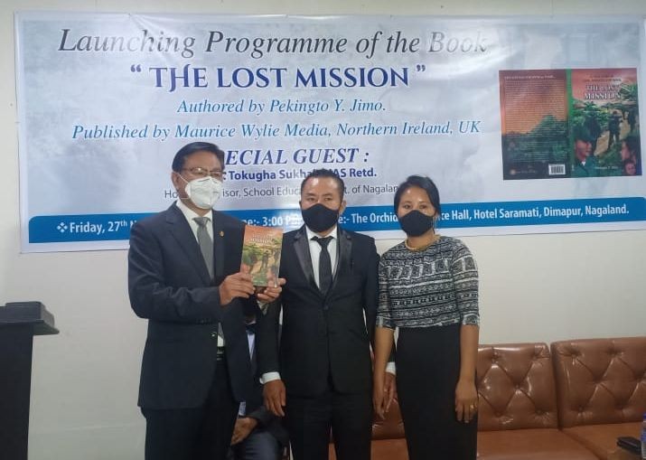 Advisor, School Education, K T Sukhalu and author, Pekingto Y Jimo during the book release in Dimapur on November 27. (Morung photo)