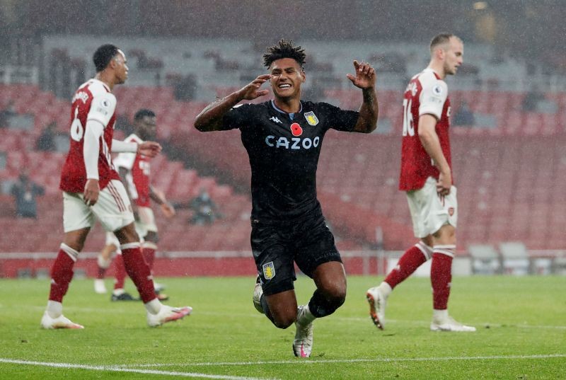 Aston Villa's Ollie Watkins celebrates scoring their second goal Pool via REUTERS/Alastair Grant