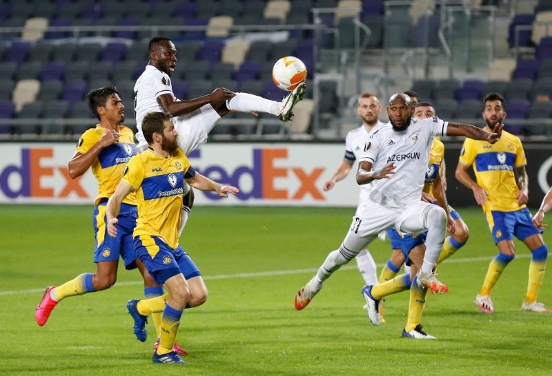 Qarabag's Owusu Kwabena and Kevin Medina REUTERS/Amir Cohen/File Photo