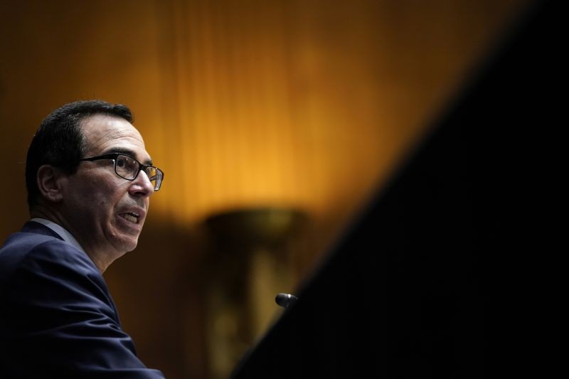 U.S. Treasury Secretary Steven Mnuchin testifies during a Senate's Committee on Banking, Housing, and Urban Affairs hearing examining the quarterly CARES Act report to Congress, in Washington, DC, U.S., September 24, 2020. (REUTERS File Photo)