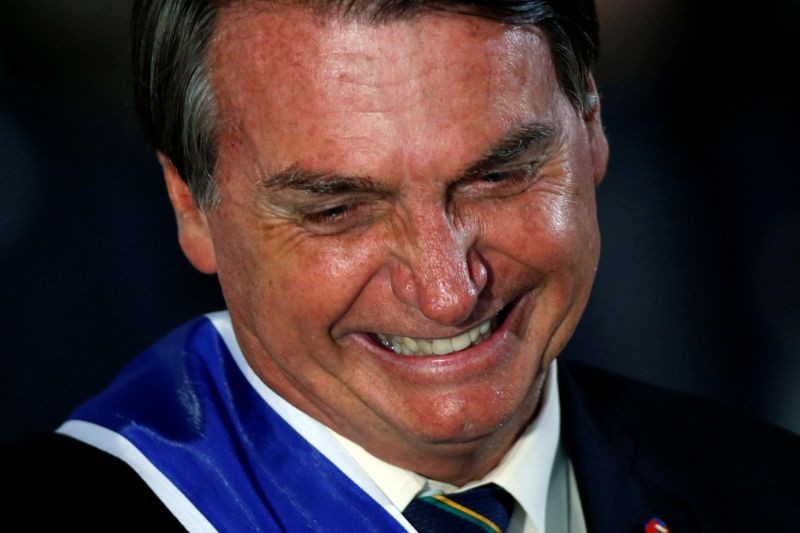 Brazil's President Jair Bolsonaro reacts during a graduation ceremony for The Order of Rio Branco at the Itamaraty Palace in Brasilia, Brazil October 22, 2020. (REUTERS File Photo)
