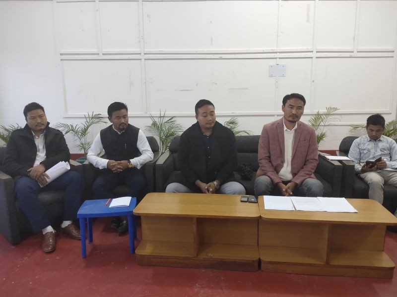 ENSF officials addressing media persons during a press conference held at Kohima on November 26.