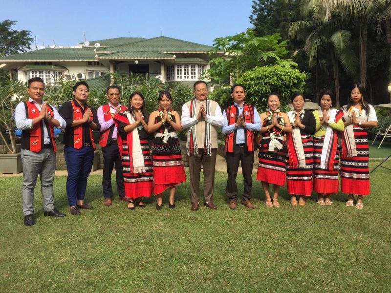 TR Zeliang with others during the release of Festival Documentary Film’ from his residence in Dimapur on November 28.