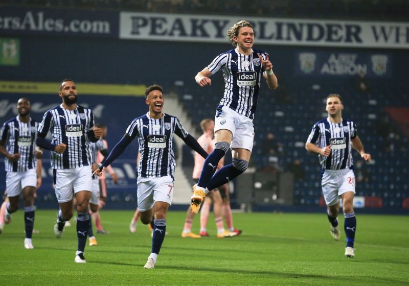 West Bromwich Albion's Conor Gallagher celebrates scoring their first goal Pool via REUTERS/Lindsey Parnaby