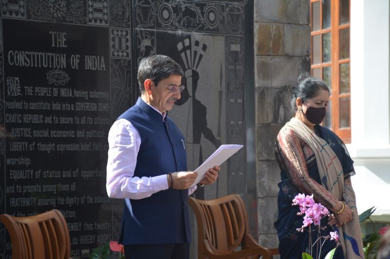 Governor of Nagaland, RN Ravi and others during the observance of the Constitution Day at Raj Bhavan Kohima premises on November 26. (Photo Courtesy: PRO to Governor)