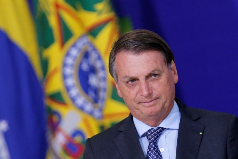 Brazil's President Jair Bolsonaro looks on during a ceremony at the Planalto Palace in Brasilia, Brazil November 9, 2020. (REUTERS Photo)