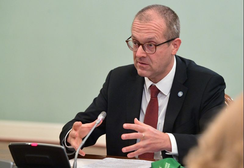 Hans Kluge, World Health Organization regional director for Europe, attends a meeting with Russian Prime Minister Mikhail Mishustin in Moscow, Russia September 23, 2020. (REUTERS File Photo)