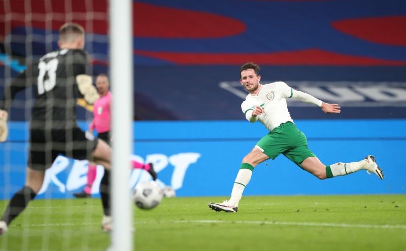 England's Dean Henderson saves a shot from Republic of Ireland's Alan Browne Pool via REUTERS/Nick Potts