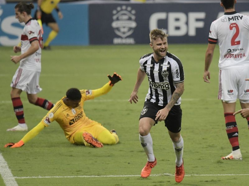 Atletico Mineiro's Eduardo Sasha celebrates scoring their third goal REUTERS/Washington Alves