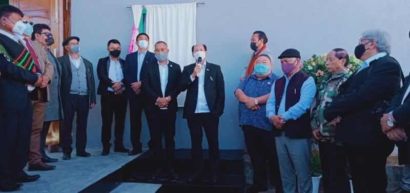 CM Neiphiu Rio and others during the inauguration of Northern Angami Mechü Ki at Chiephobozou town on November 13. (Morung Photo)