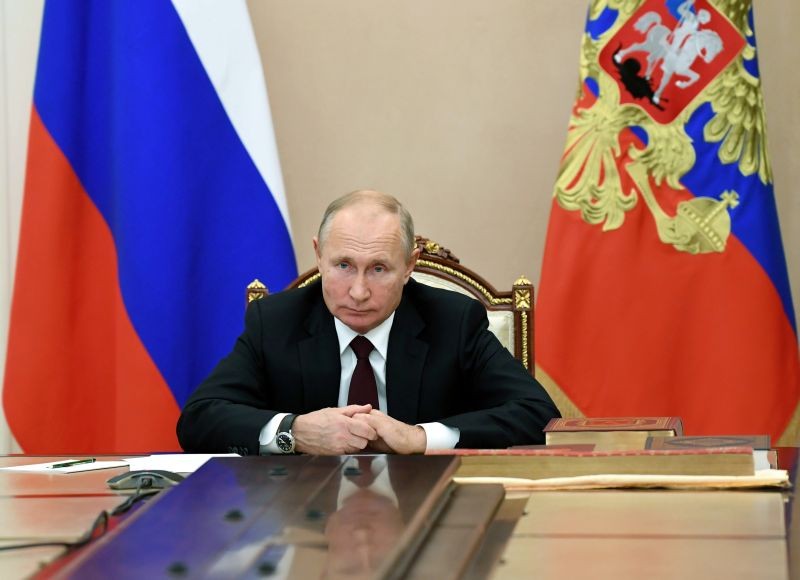 Russian President Vladimir Putin attends a meeting with heads of religious confessions on the National Unity Day, via a video conference call in Moscow, Russia November 4, 2020. (REUTERS Photo)