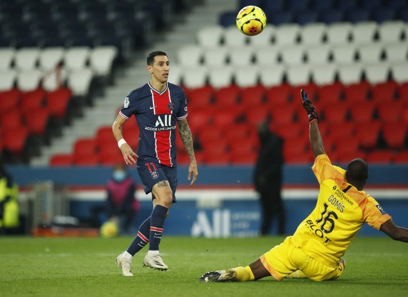 Paris St Germain's Angel Di Maria scores their second goal REUTERS/Gonzalo Fuentes