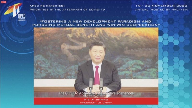 China's President Xi Jinping speaks during a CEO Dialogue forum via video link, ahead of the Asia-Pacific Economic Cooperation (APEC) leaders' summit, hosted by APEC Malaysia, November 19, 2020. (REUTERS File Photo)
