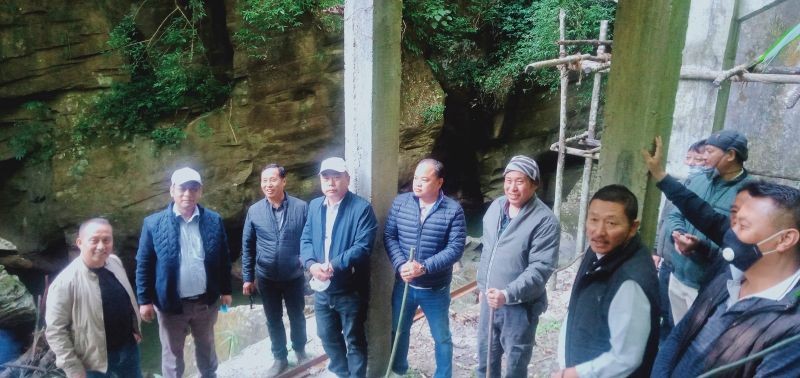 Legislators Neiba Kronu and Tovihoto Ayemi, with other officials during inspection of the revival works at Duilum-Roi Mini Hydel Project on November 19. (Morung Photo)