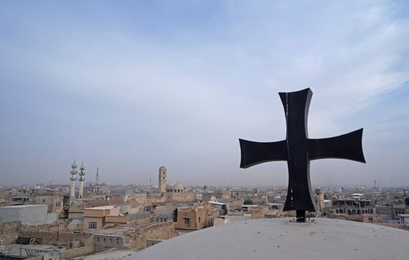 A cross is pictured atop of the Church of Saint Thomas, in the Old City of Mosul, Iraq October 28, 2020. (REUTERS File Photo)