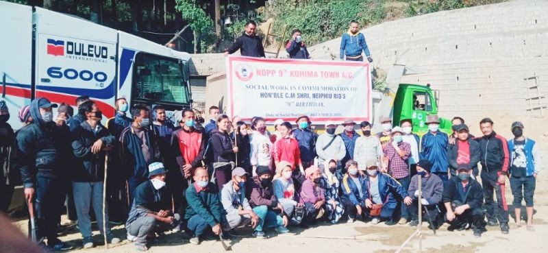 Dr Nicky Kire with officials of NDPP 9th Kohima Town A/C during social work in Kohima on December 16. (Morung Photo)