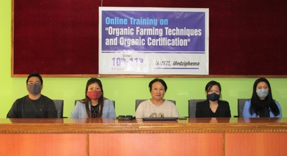 Dr Watimongla Jamir, Director SAMETI & Principal IETC i/c with SAMETI officials during the online training programme held for ATMA functionaries on December 10 and 11. (Photo Courtesy: SAMETI)