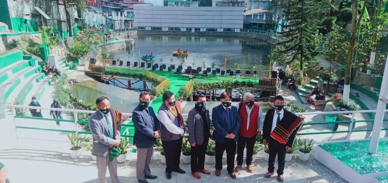 Metsubo Jamir and others during the inauguration of Sokhriezie Park in Kohima on December 4. (Morung Photo)