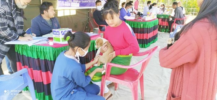 Jalukie Battalion of Assam Rifles under the aegis of HQ IGAR (N) conducted medical and veterinary camp in collaboration with Veterinary College, Jalukie at New Puilwa, on December 16. The AR personnel conducted medical check up of all the villagers and briefed about various health and hygiene methods to be implemented during the crisis. The Veterinary team provided necessary treatment to the livestocks of the villagers. Total of124 villagers and 360 livestock benefitted from the camp. (Photo Courtesy: HQ IGAR (N)