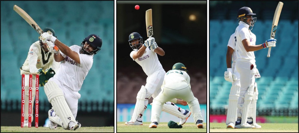 (Left to Right): Rishabh Pant, Hanuma Vihari and Shubman Gill in action. (Photo Courtesy: @BCCI/Twitter)